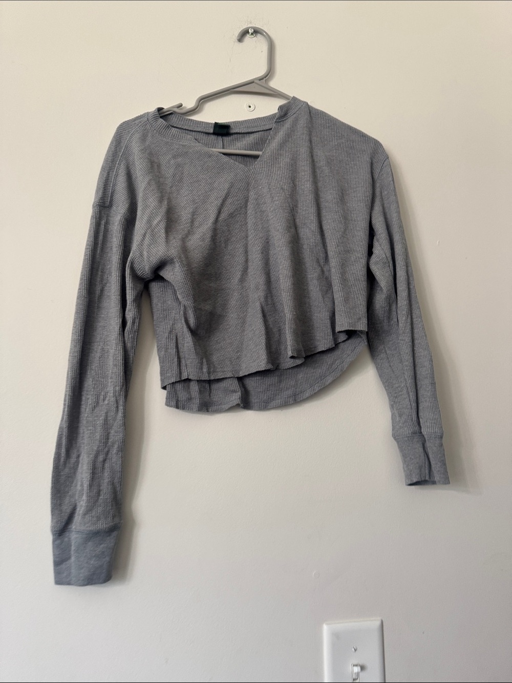 wild fable Cropped Long-Sleeve Top in Heather Gray